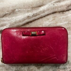 Miu Miu Fuchsia Pink Long Zipper Leather Wallet 8” x 4”
